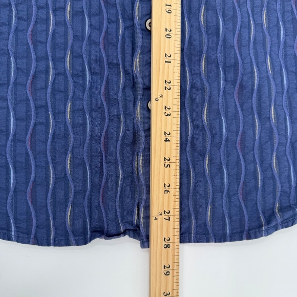 Tommy Bahama Shirt Men Medium Blue Long Sleeve Button Up Silk Blend Embroidered - Picture 10 of 11